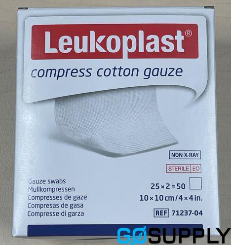 LEUKOPLAST COMP COTTON GAUZE STERILE - Ply: 8PLY Size: 10X10CM Color: WHITE