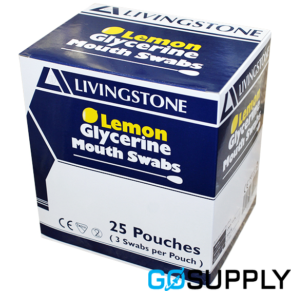 LIVINGSTONE LEMON GLYCERINE MOUTH SWABS - Packaging: 3PC SACHET