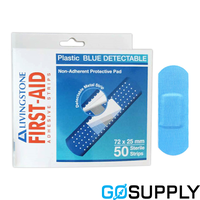 LIV BLU XRAY METAL DETECTBLE ADH STRIP - Size: 72 x 25 mm Material: Latex-Free - Packet (50 Single)