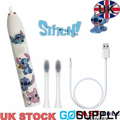 Lilo & Stitch Ultrasonic Electric Toothbrush Cartoon Charging With 2 Brush Heads