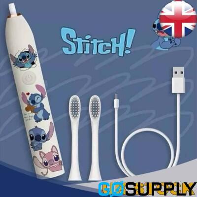 Lilo & Stitch Ultrasonic Electric Toothbrush Cartoon Charging With 2 Brush Heads