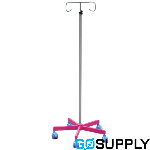 Mobile IV Stand with Plastic Moulded Base - 2 Hook