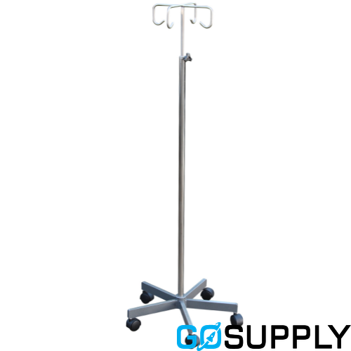 Mobile IV Stand with Plastic Moulded Base - 4 Hook