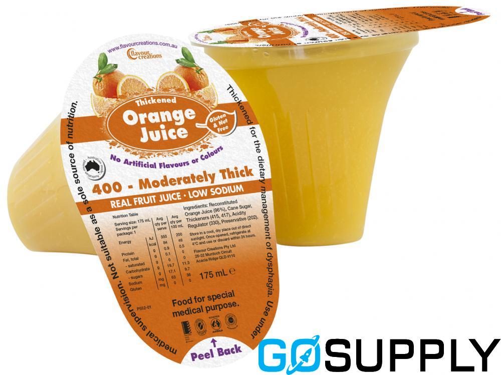 ORANGE JUICE - Packaging: CTN 24 Thickness Level: 400 MODERATELY THICK IDDSI LEVEL 3