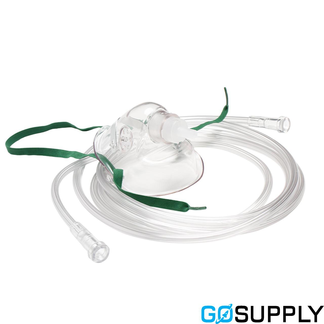Oxygen Mask - Medium Concentration - Elongated Shape - 2.1m Clear Tubing
