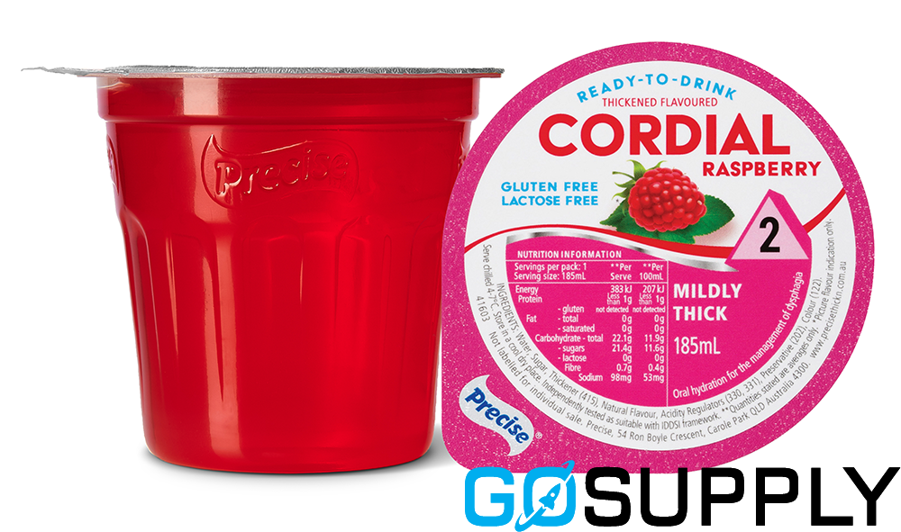 PRECISE DRINK - Volume: 185ML Flavour: Raspberry Cordial Thickness Level: Mildly Thick LV2