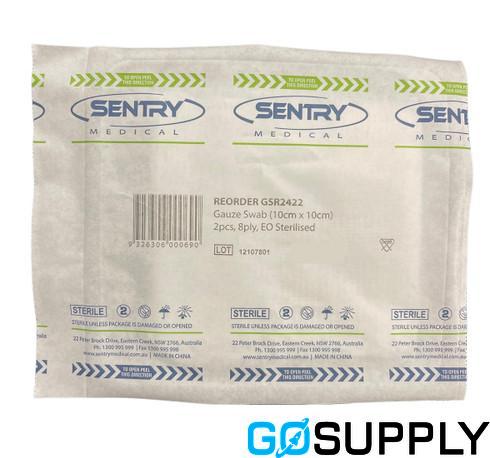 SENTRY 8 PLY GAUZE SWABS - Size: 10CM X 10CM Pack Size: 3 PACK Type: STERILE