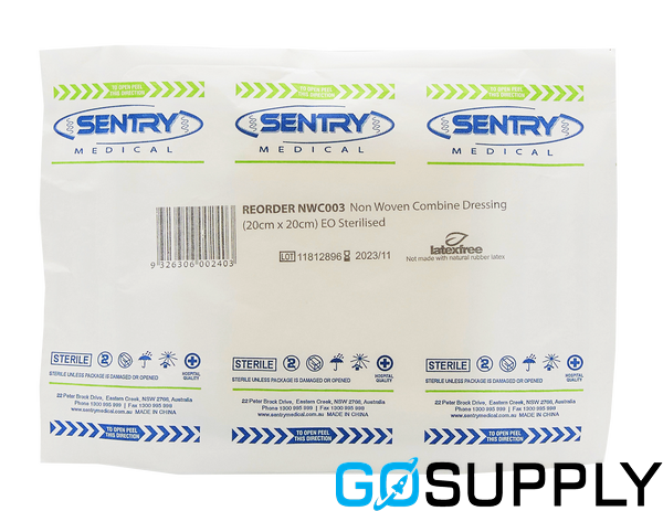 SENTRY NON WOVEN COMBINE DRESSING - Size: 20CM X 20CM