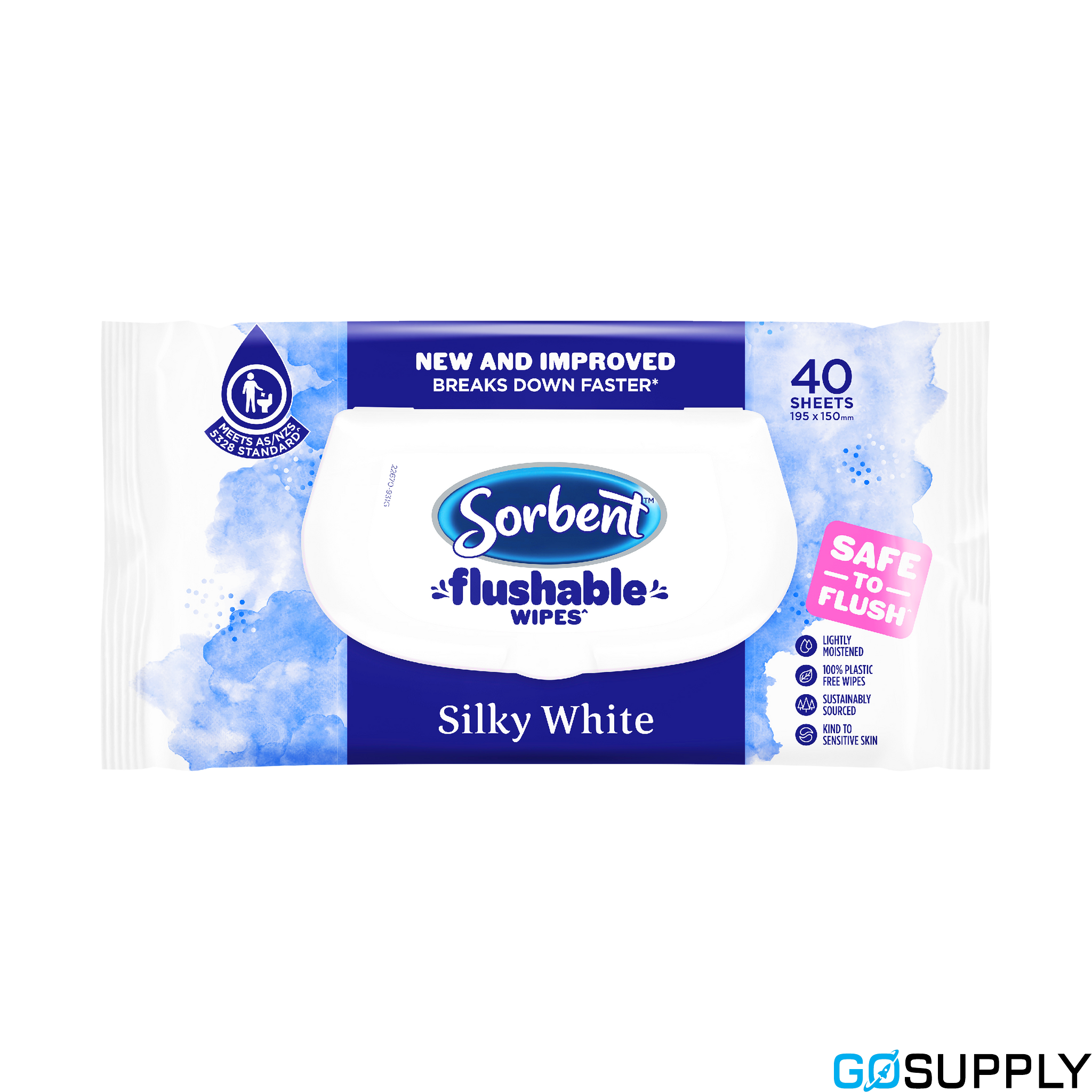 SORBENT SILKY WHITE WIPES 40S Flushable