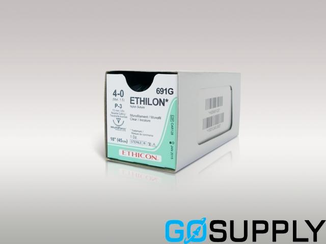 SUTURE ETHILON - Size: 4/0 Length: ST Needle: FS-2