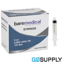 SYRINGE 5ML LUER - Tip Type: Lock - Packet (100 Single)