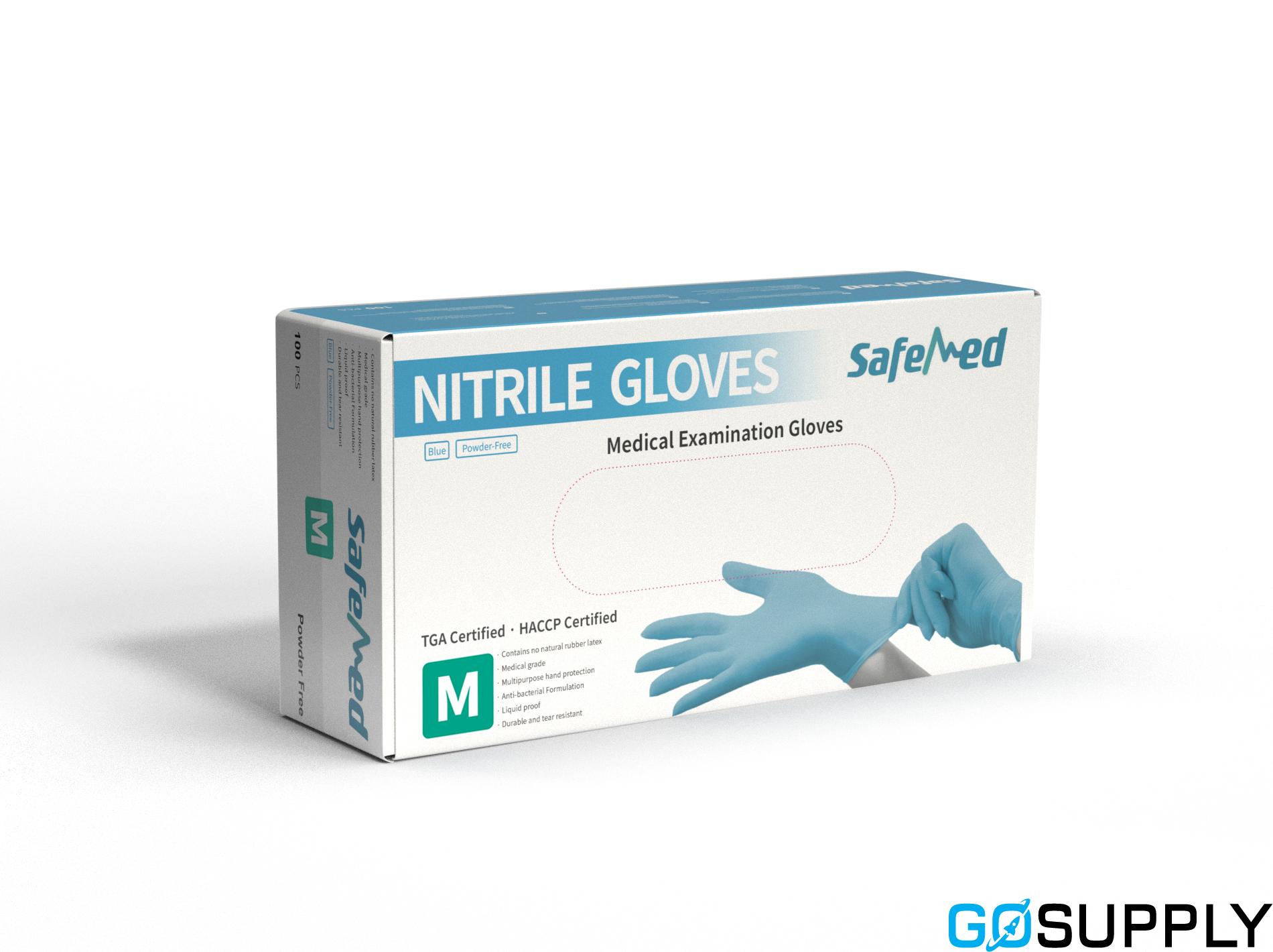 SafeMed Nitrile Gloves Powder Free Medium 100s