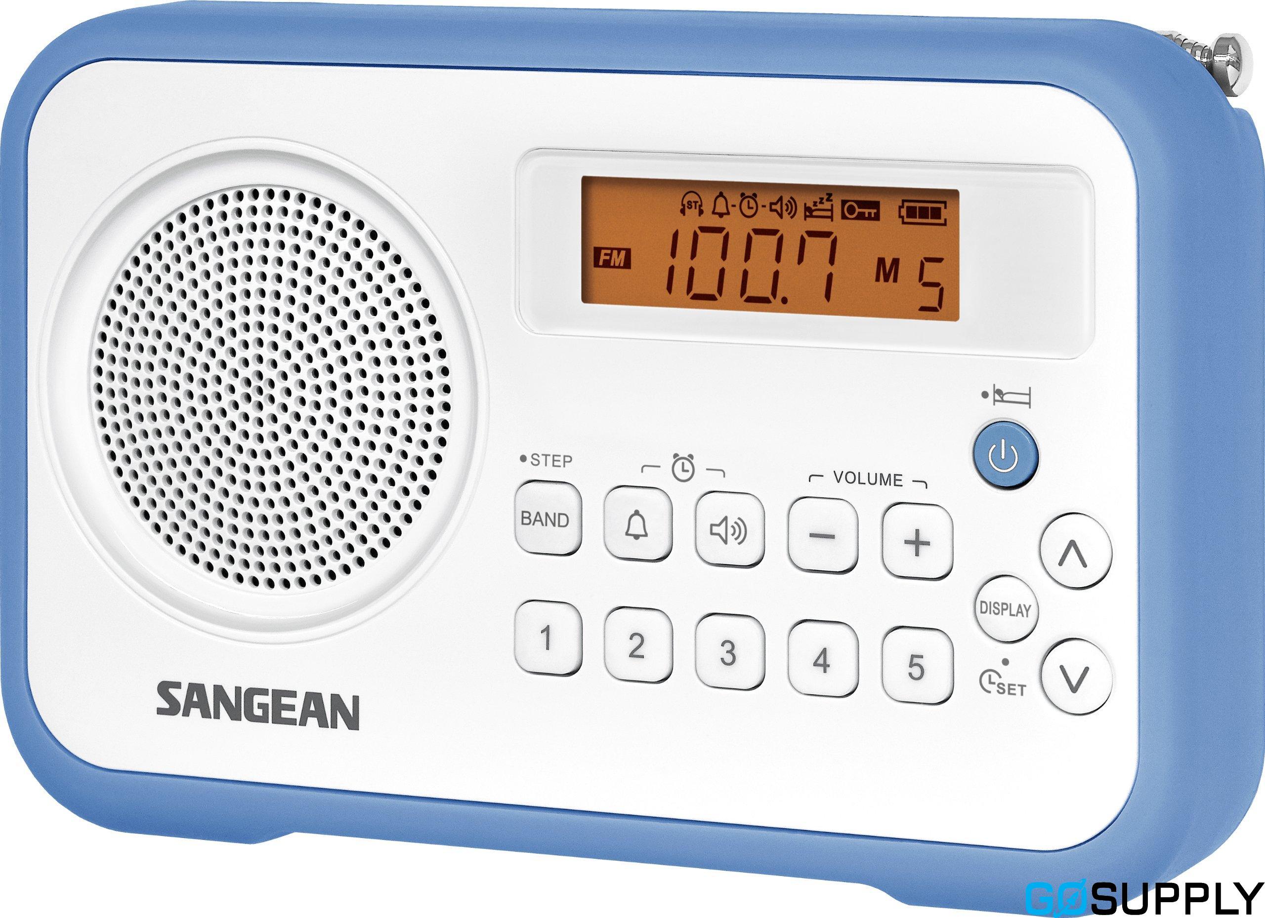 Sangean PRD18 AM/FM Portable Radio, White/Blue