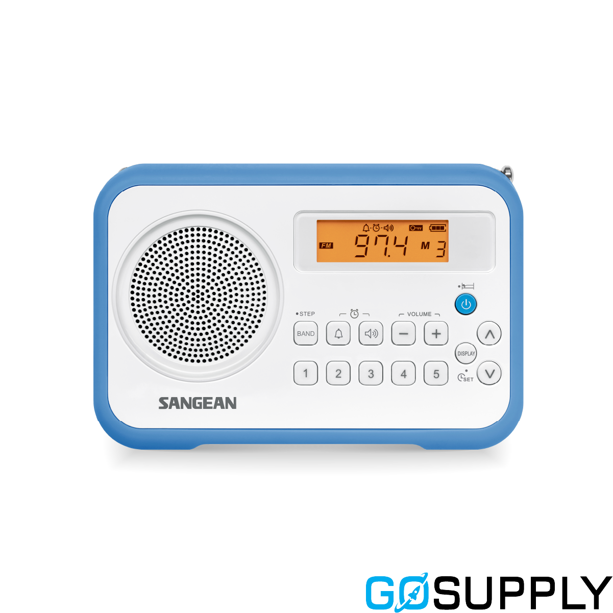 Sangean PRD18 AM/FM Portable Radio, White/Blue