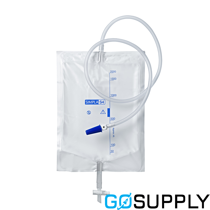 Simpla S4 Urine Drainage Bag - Feature: with Tap and Sample Port Sterility: Sterile Length: 120cm Capacity: 2000ml