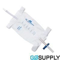 Urine Leg Bag with Non-Return Valve T-TAP , Short Tube with Bonded Step Connector and Silicone Lined Straps - 10cm - x80