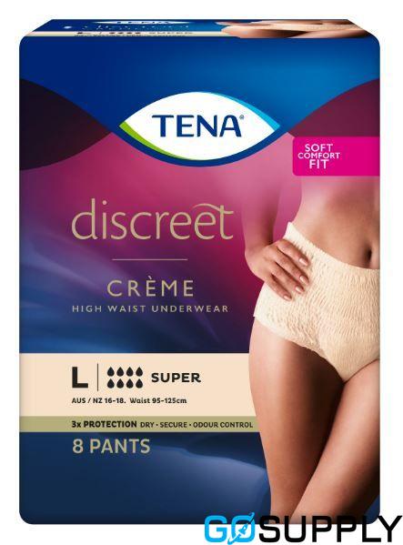 TENA PANT DISCREET SUPER - Size: LGE Colour: CREAM