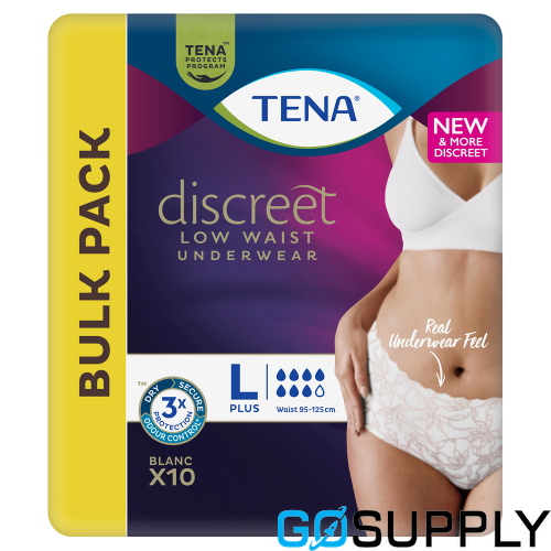 Tena Discreet Low Waist Plus Blanc Underwear (Large)