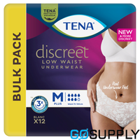 Tena Discreet Low Waist Plus Blanc Underwear (Medium) - Carton