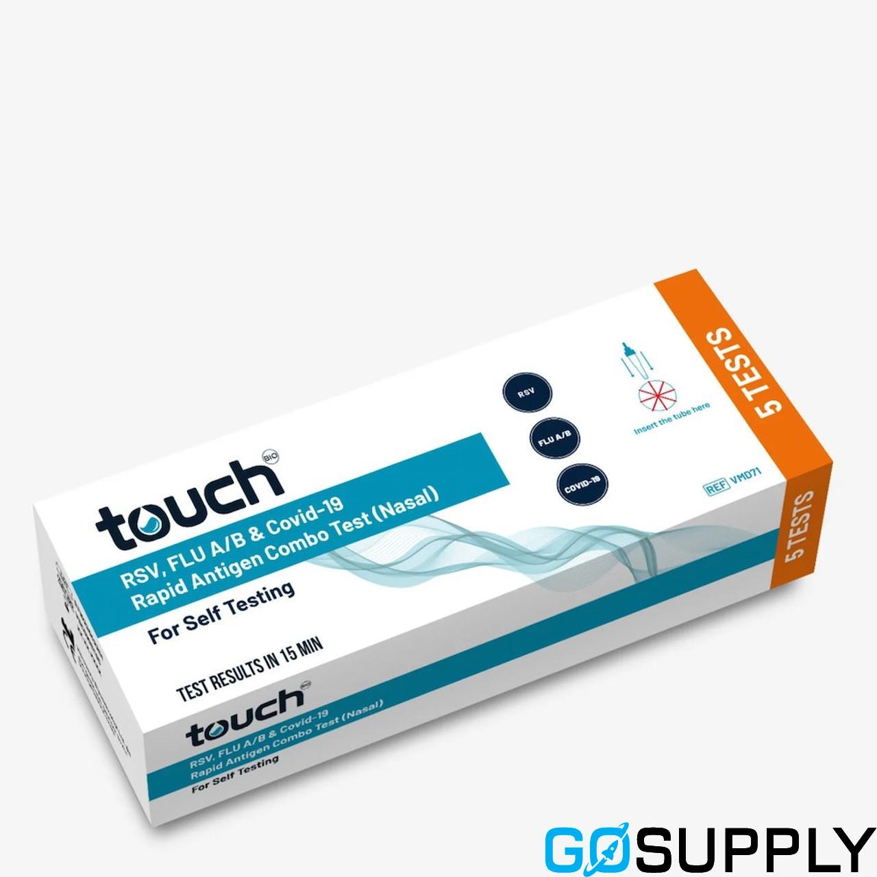 Touch SARS-CoV-2 & Flu A/B Antigen RAT nasal x5