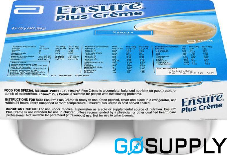 ENSURE PLUS CREME - Flavour: VANILLA Pack Size: 24 X 125G