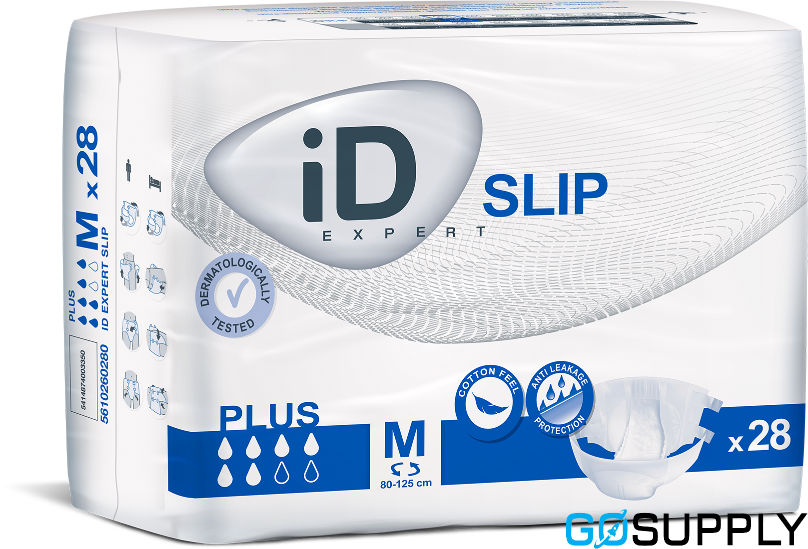 iD Slip Plus M - Size: 80-125cm Capacity: 2000ml Pack: 28x4