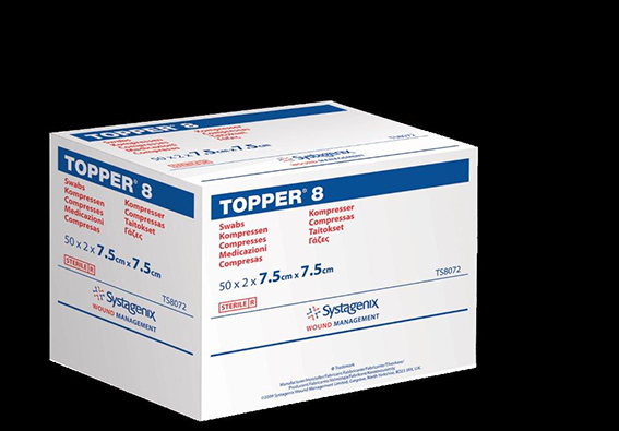 Topper 8 Sterile Non Woven Gauze - Size: 7.5cm x 7.5cm